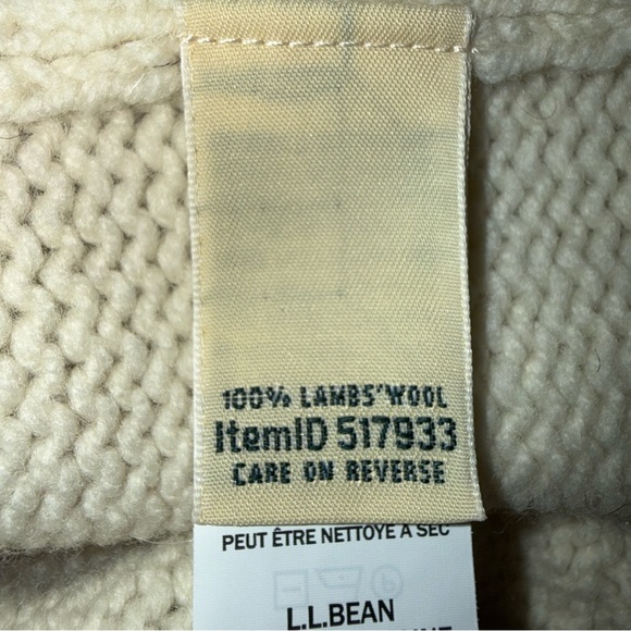 L.L.Bean Classic Ragg Lambswool Cardigan shawl collar toggle buttons cream sz XL - Picture 12 of 13